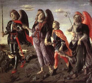 BOTTICINI, Francesco The Tree Archaangels and Tobias Spain oil painting art